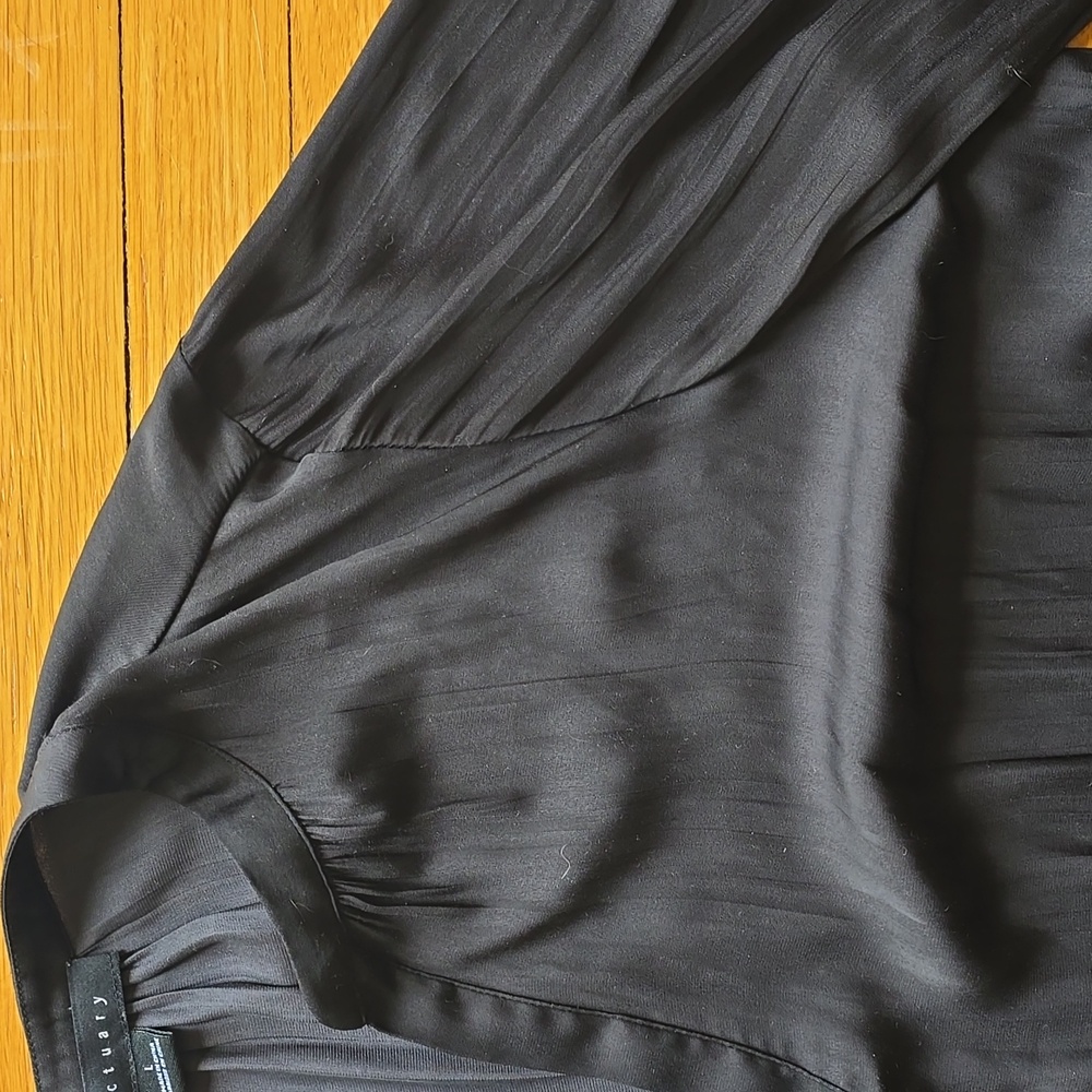 Sanctuary, Split V-Neck, Pleated Sleeve Blouse, Black, VGUC, Women's L - Picture 6 of 16